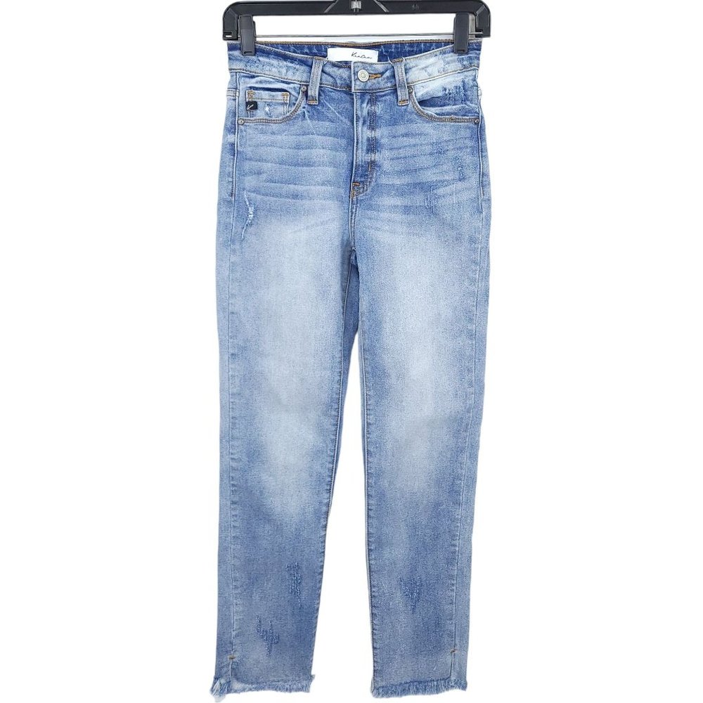 KanCan Denim Crop Ankle Jeans Womens Size 3/25 Light Wash Raw Hem